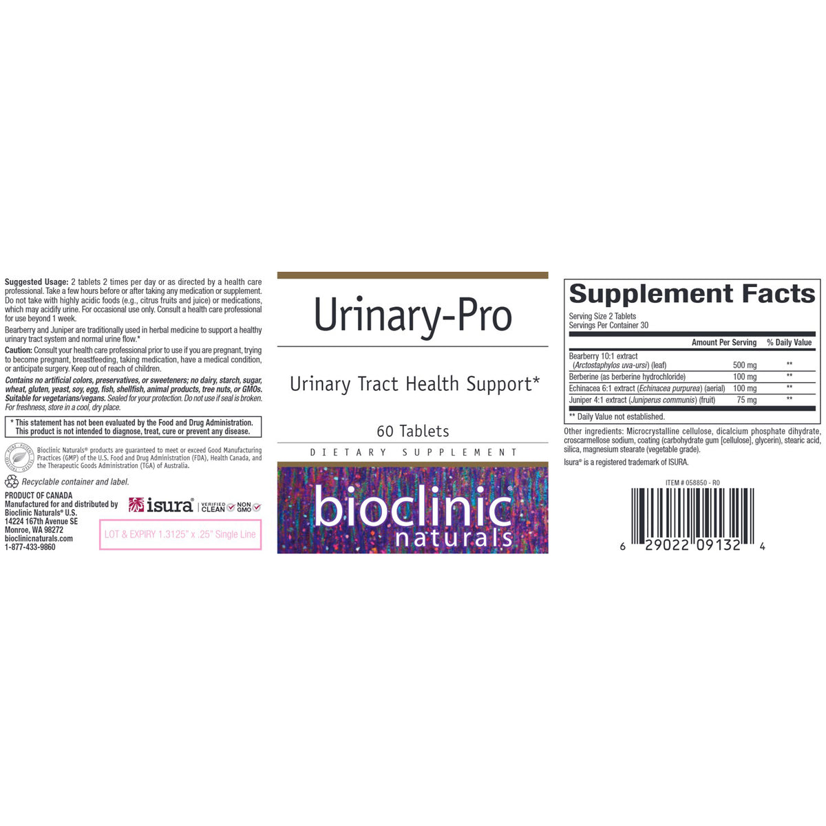 Bioclinic Naturals Urinary-Pro 60 tablets