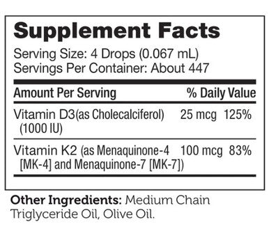 Advanced Nutrition by Zahler Vitamin D3 & K2 1000 IU 1 oz
