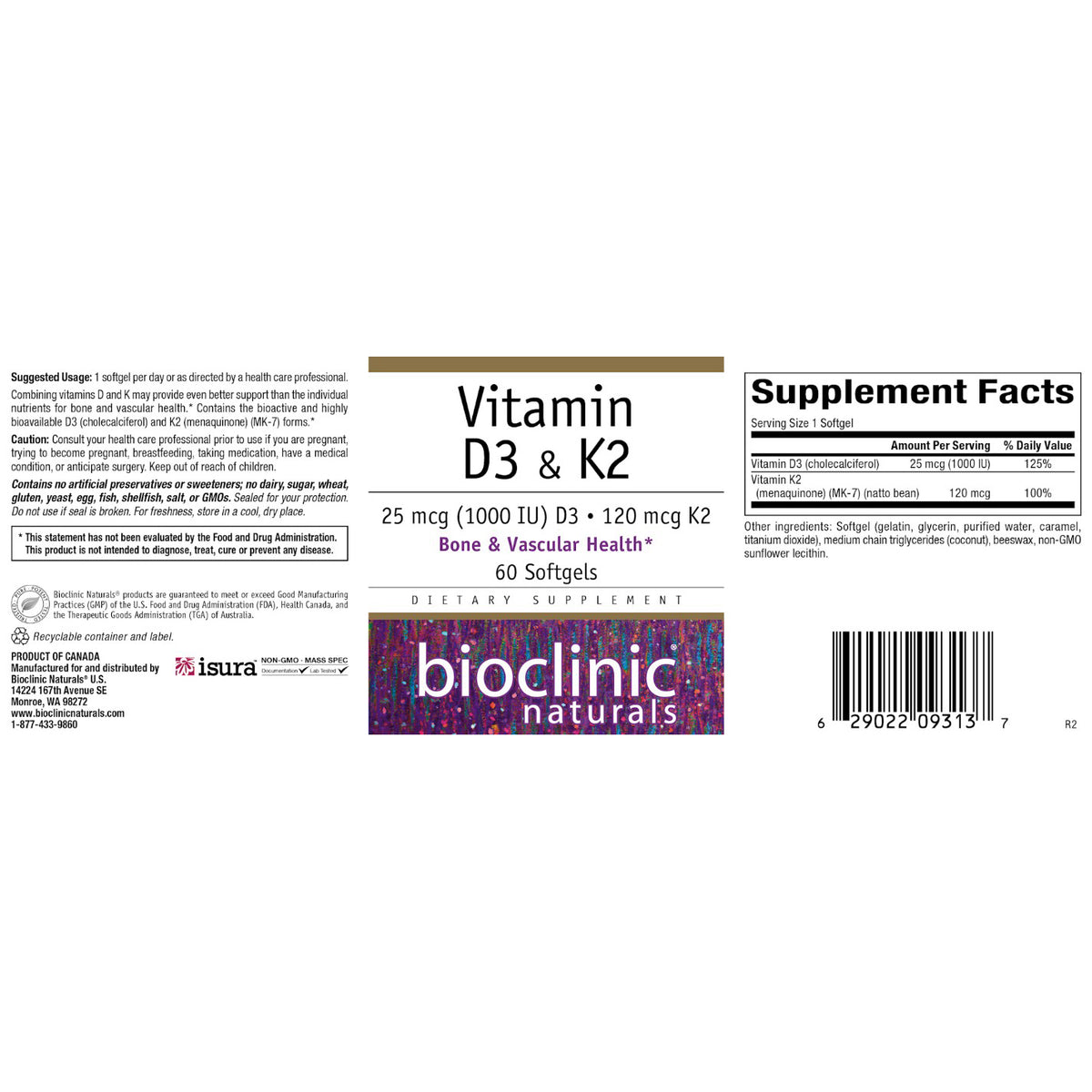 Bioclinic Naturals Vitamin D3 & K2 60sg