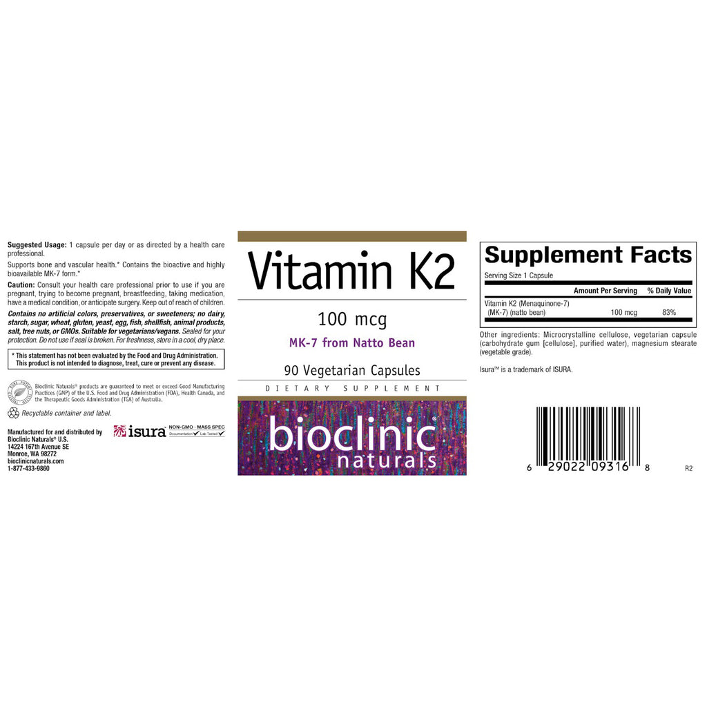 Bioclinic Naturals Vitamin K2 90vc