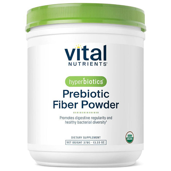 Container of Vital Nutrients prebiotic fiber powder on a white background