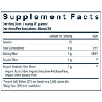 Supplement facts label with nutritional information on a white background