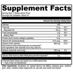 A Supplement Facts nutrition label showing a daily value table for a bovine collagen supplement, with serving size 1 scoop (about 25 g) and other ingredients listed at the bottom.
